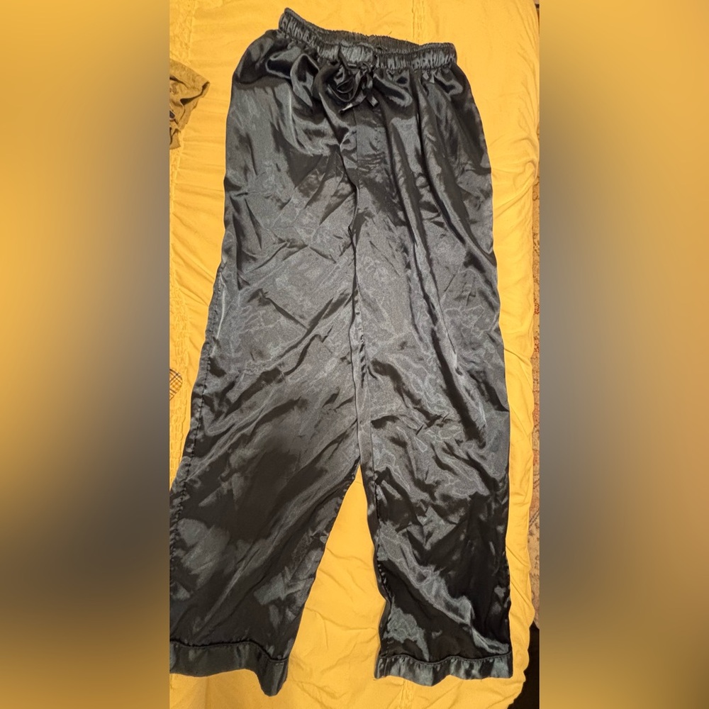 Mens Navy Blue Satin Pajama Pants Large